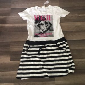 White and black dress